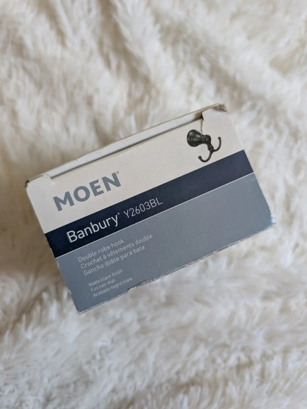 Moen Banbury Y3603BL Double Robe Hook Matte Black Finish New In Box